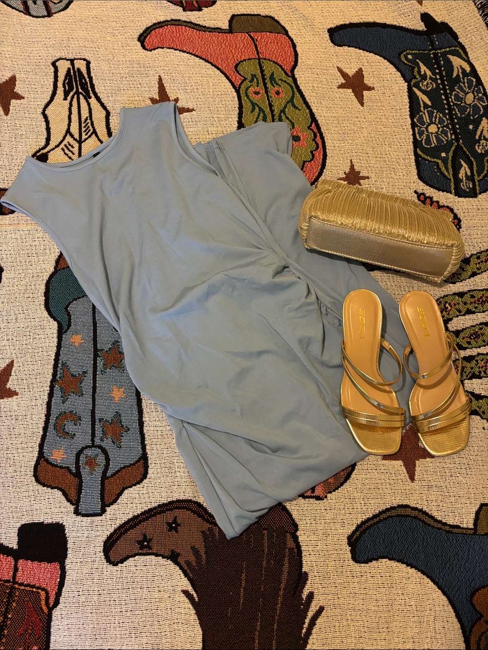 Prettygarden Sleeveless Blue Maxi Dress